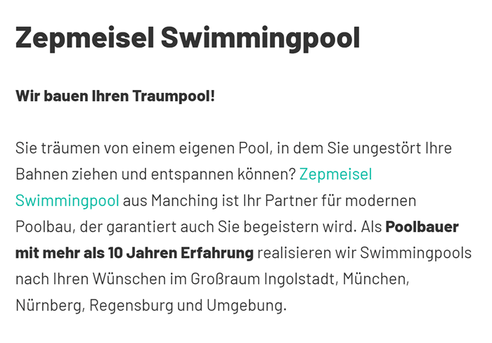 Swimmingpool in  Mering, Merching, Kissing, Steindorf, Althegnenberg, Prittriching, Mittelstetten oder Ried, Schmiechen, Königsbrunn